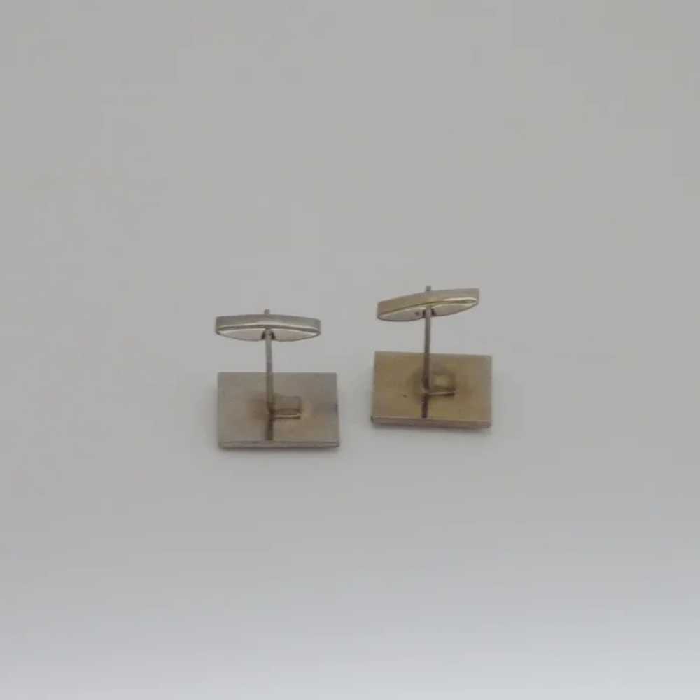 Brushed Silver Tone Square Contemporary Cufflinks… - image 4