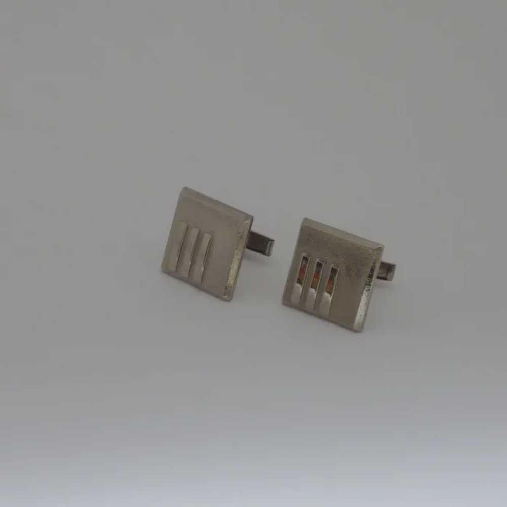 Brushed Silver Tone Square Contemporary Cufflinks… - image 6