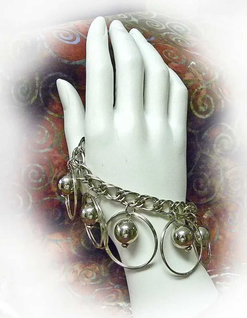 Gypsy Dangle Bracelet Silvertone Shabby Chic - image 3