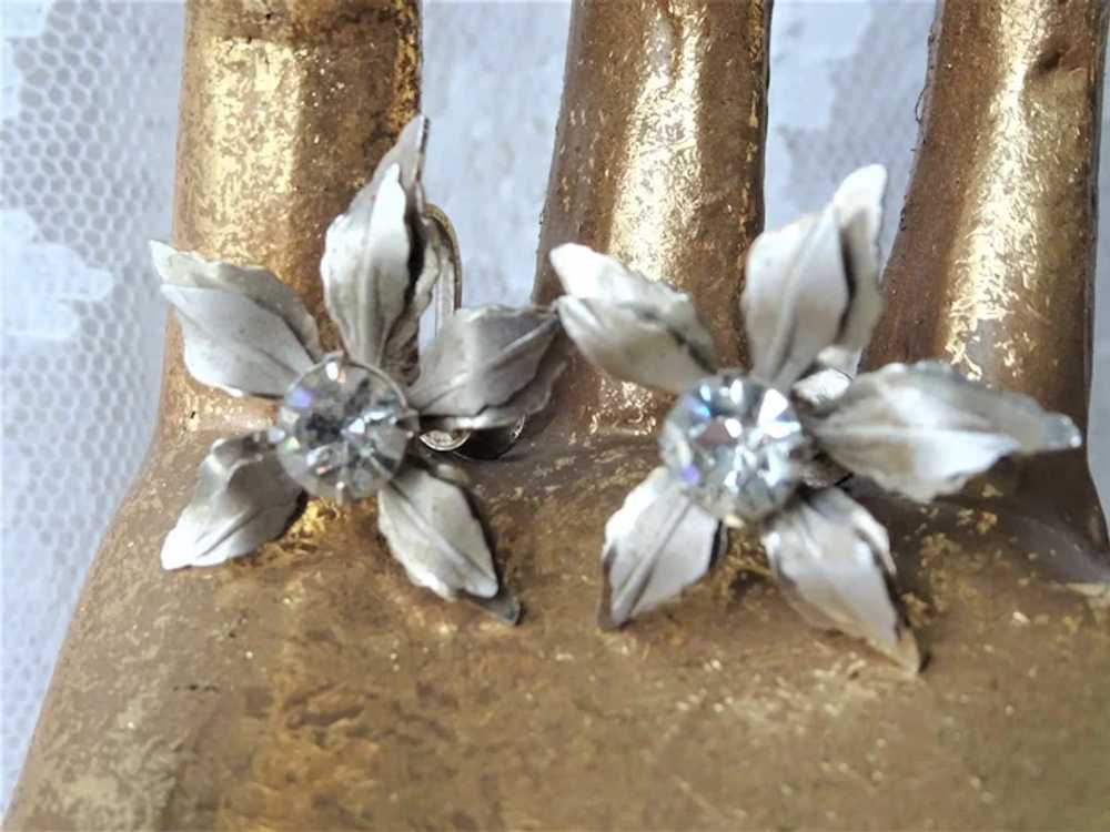 LOVELY Silver Floral Earrings, Signed BN Bugbee N… - image 2