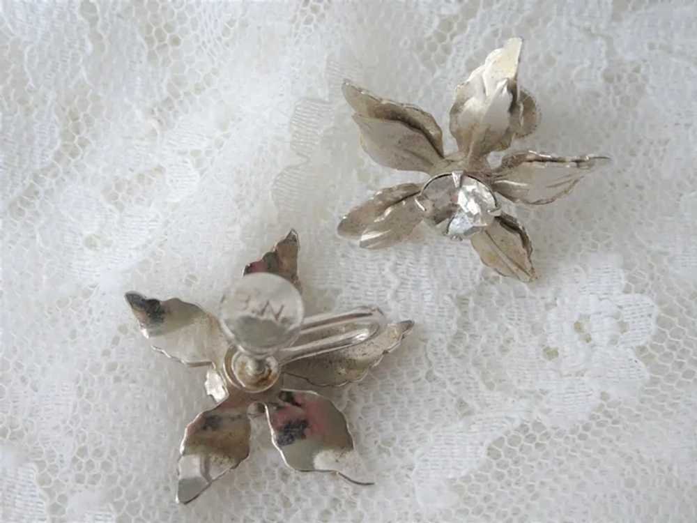 LOVELY Silver Floral Earrings, Signed BN Bugbee N… - image 3