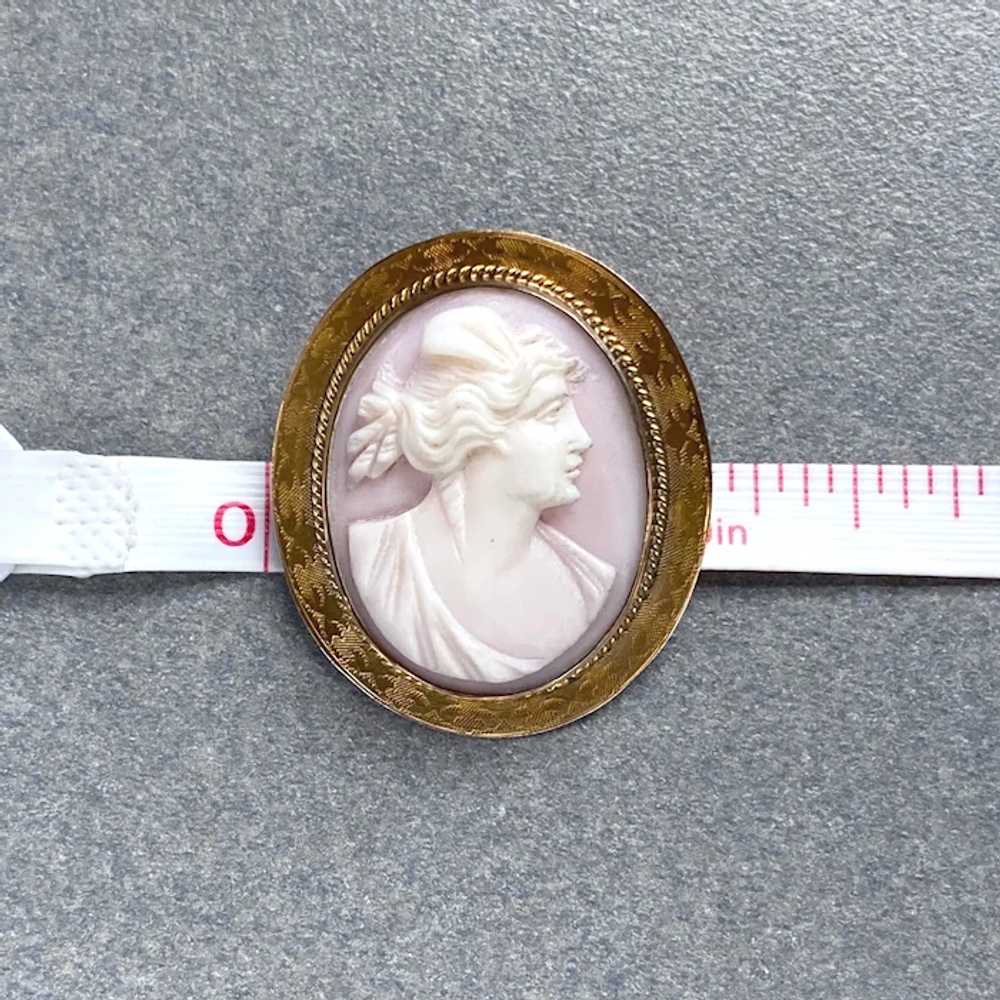 Antique Queen Conch Shell Cameo 10k Gold Pin/Pend… - image 8