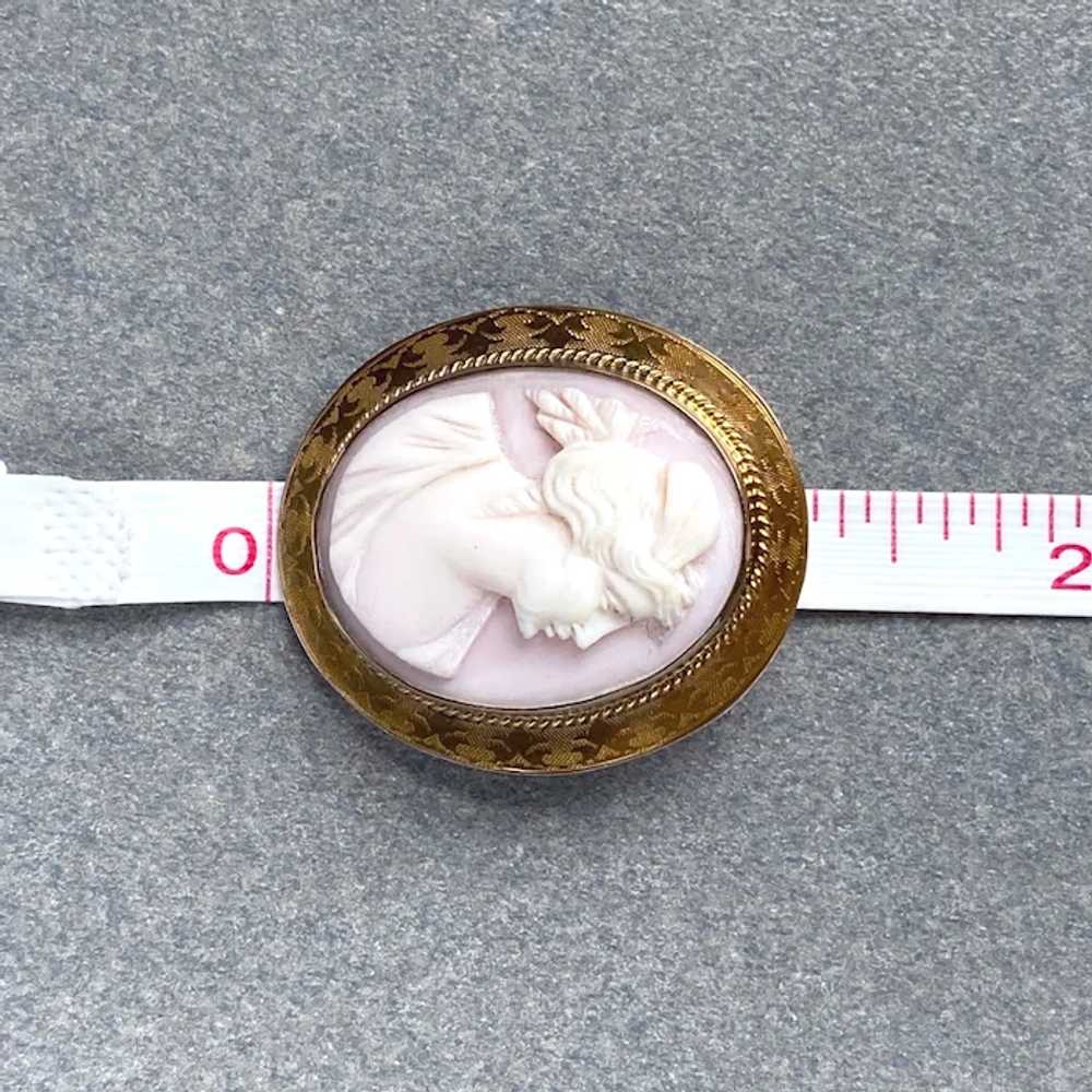 Antique Queen Conch Shell Cameo 10k Gold Pin/Pend… - image 9