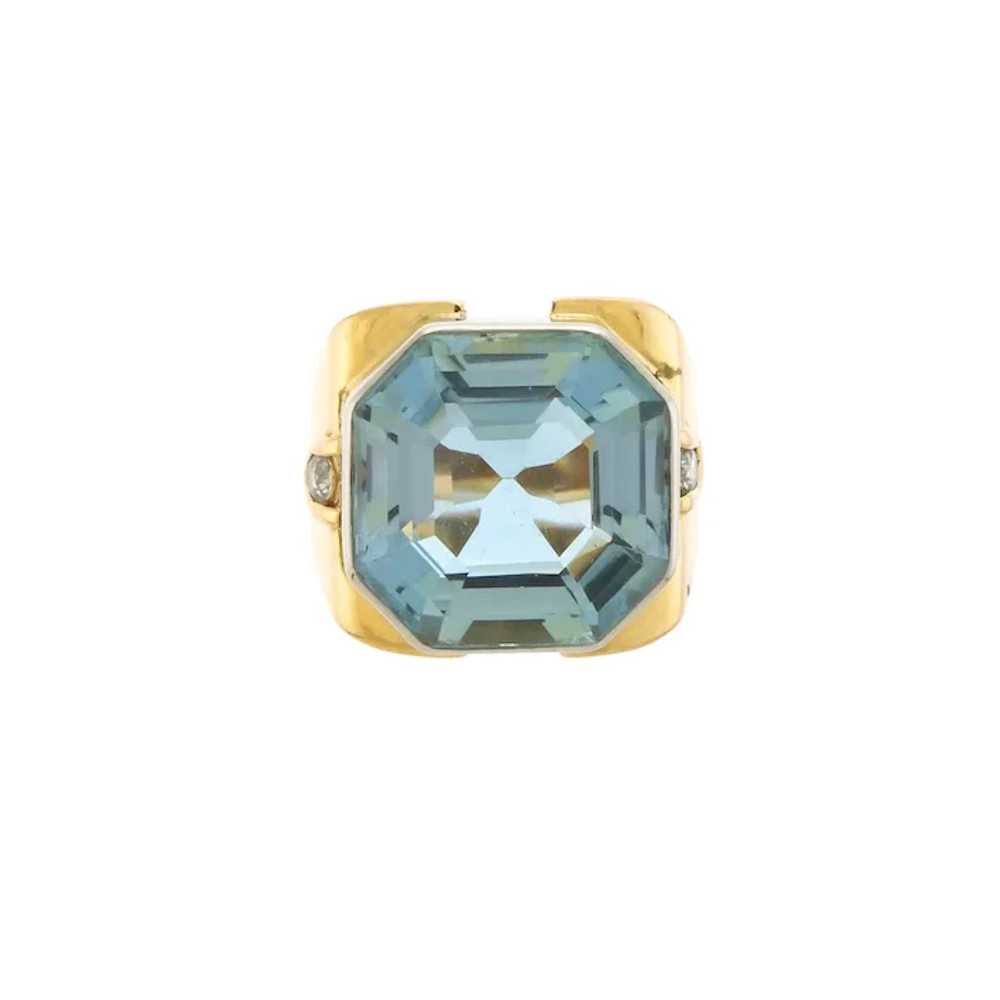 Retro Square Emerald Cut Aquamarine and Diamond D… - image 3