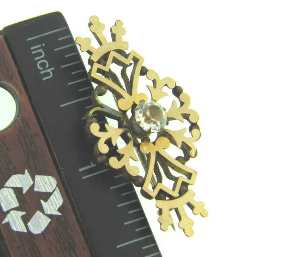 Vintage early 1900's gold tone Brooch with crysta… - image 3