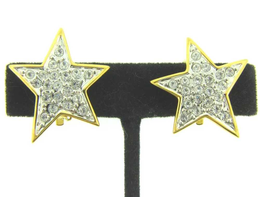 Vintage festive figural star clip-on Earrings wit… - image 2