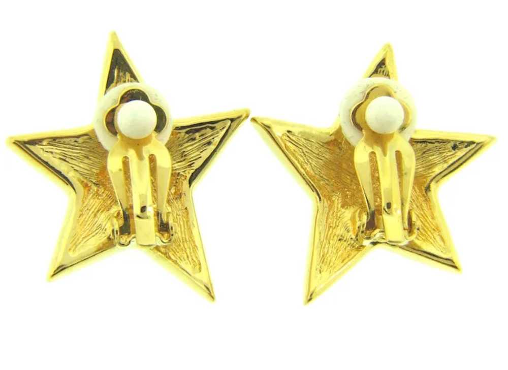 Vintage festive figural star clip-on Earrings wit… - image 3