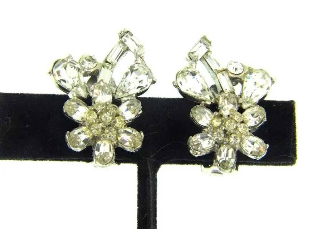 Vintage crystal rhinestone clip back Earrings - image 4