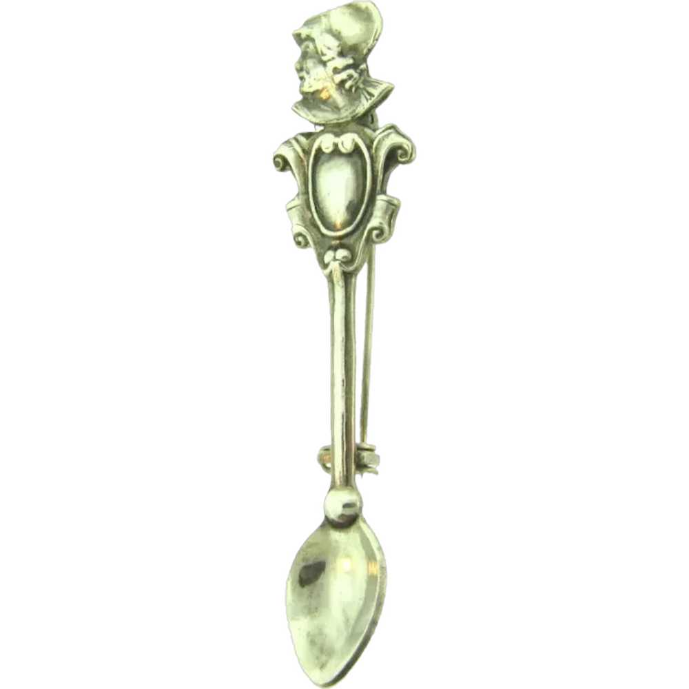 Marked sterling silver figural spoon Brooch - image 1