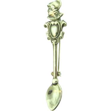 Marked sterling silver figural spoon Brooch - image 1