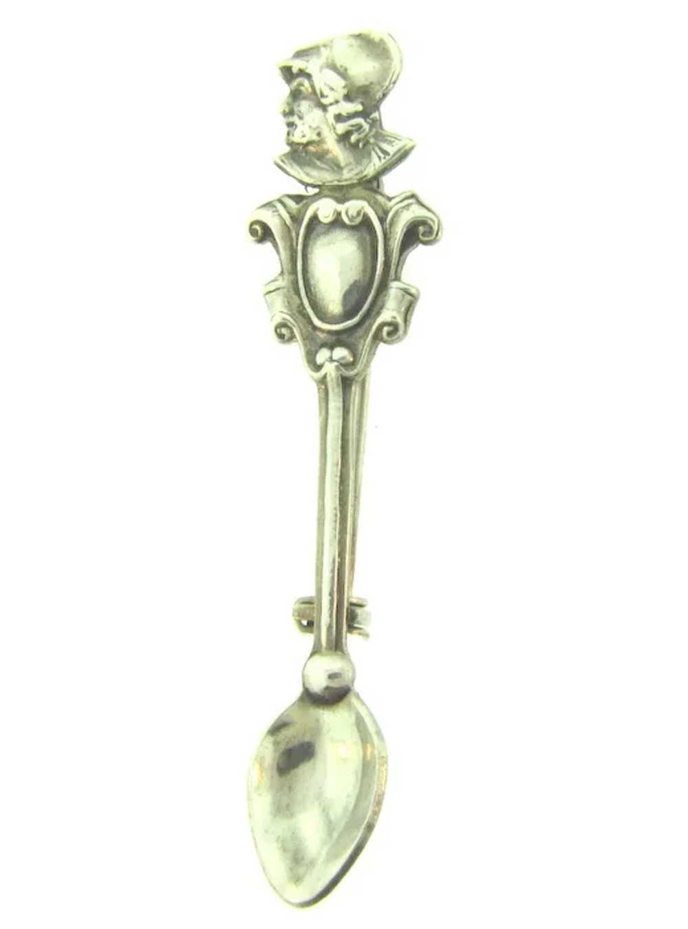 Marked sterling silver figural spoon Brooch - image 4