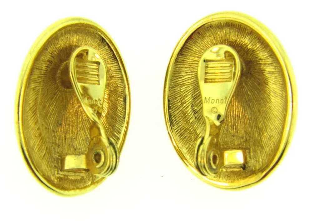 Signed Monet clip-on earrings with crystal rhines… - image 3