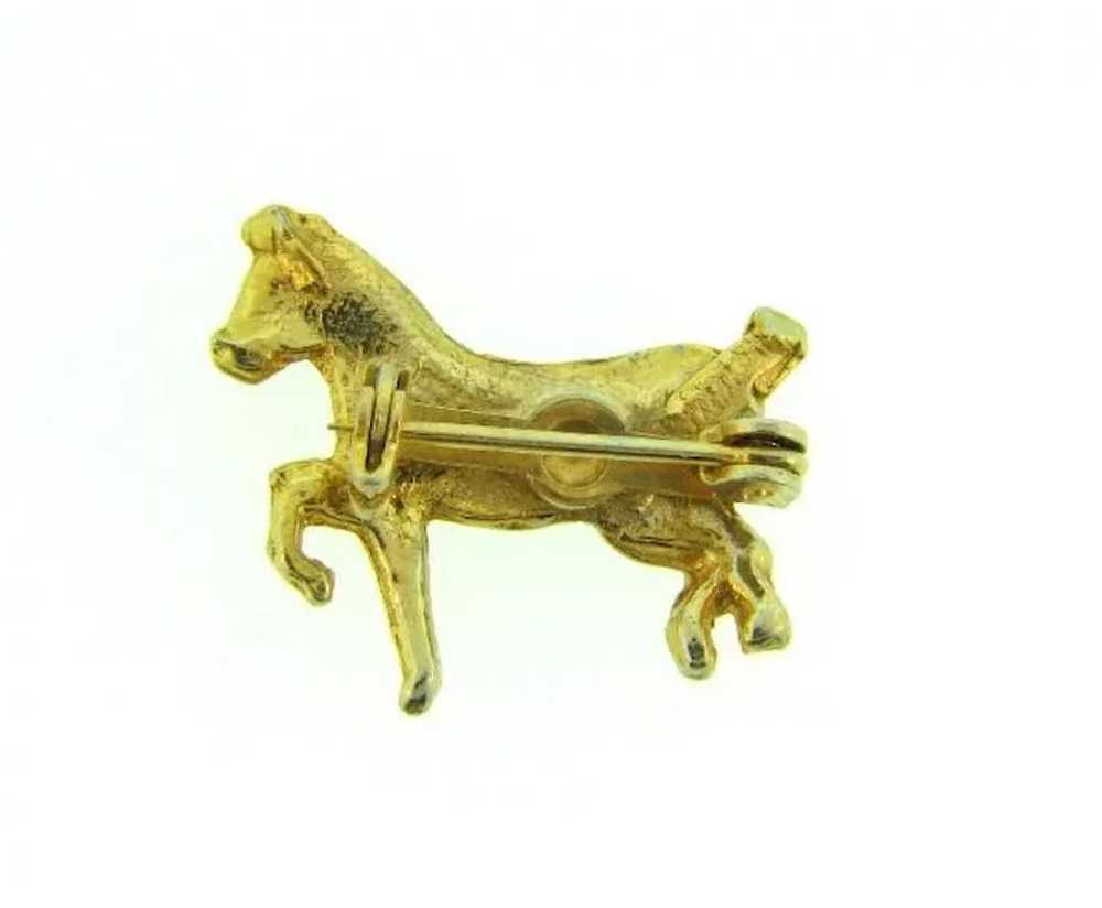 Vintage tiny equestrian horse Scatter Pin with cr… - image 2