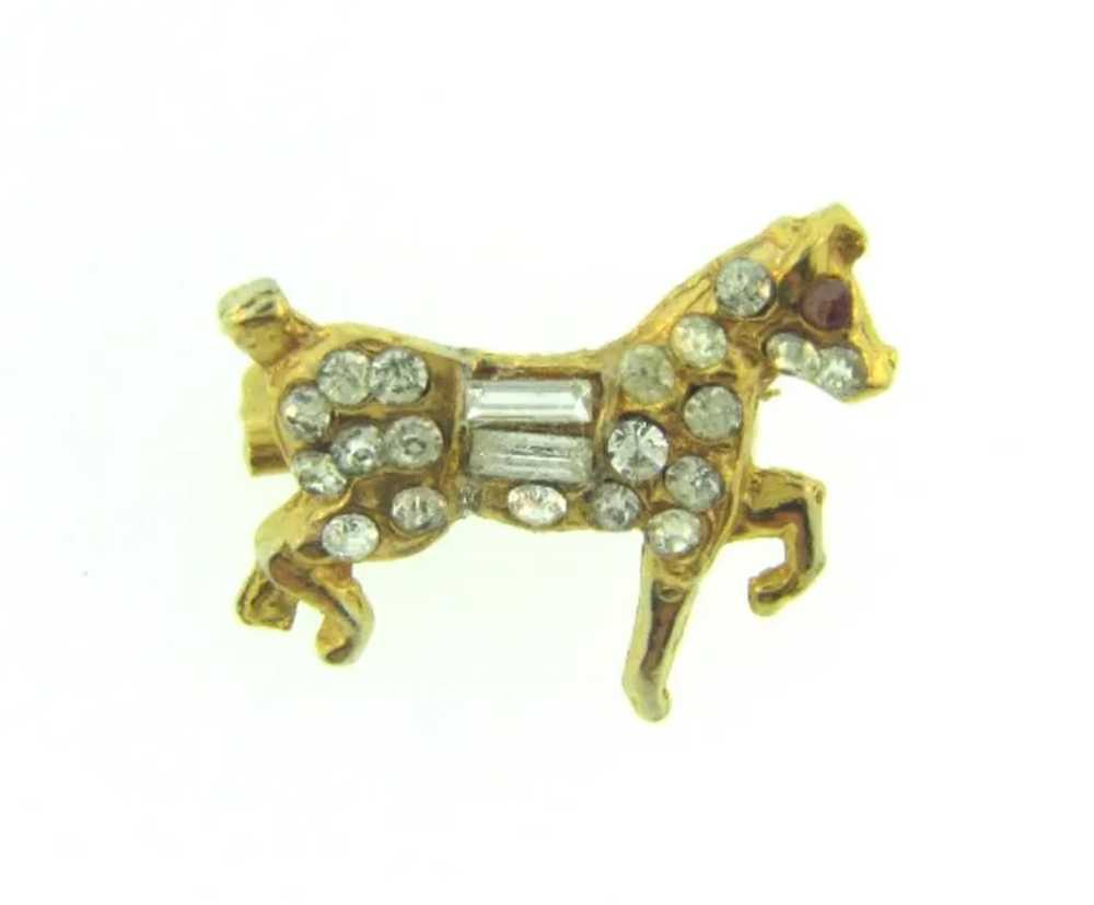 Vintage tiny equestrian horse Scatter Pin with cr… - image 4