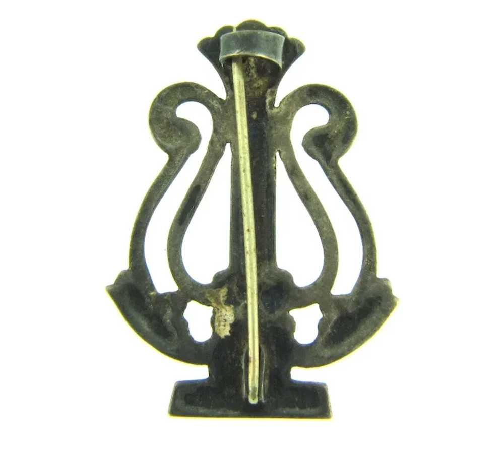 Marked 800 silver Art Nouveau lyre shaped Brooch - image 2