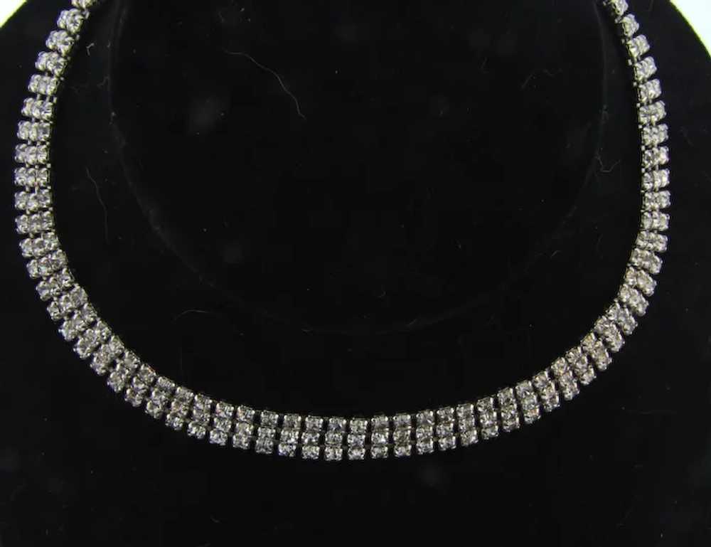 Vintage triple strand crystal rhinestone choker N… - image 2