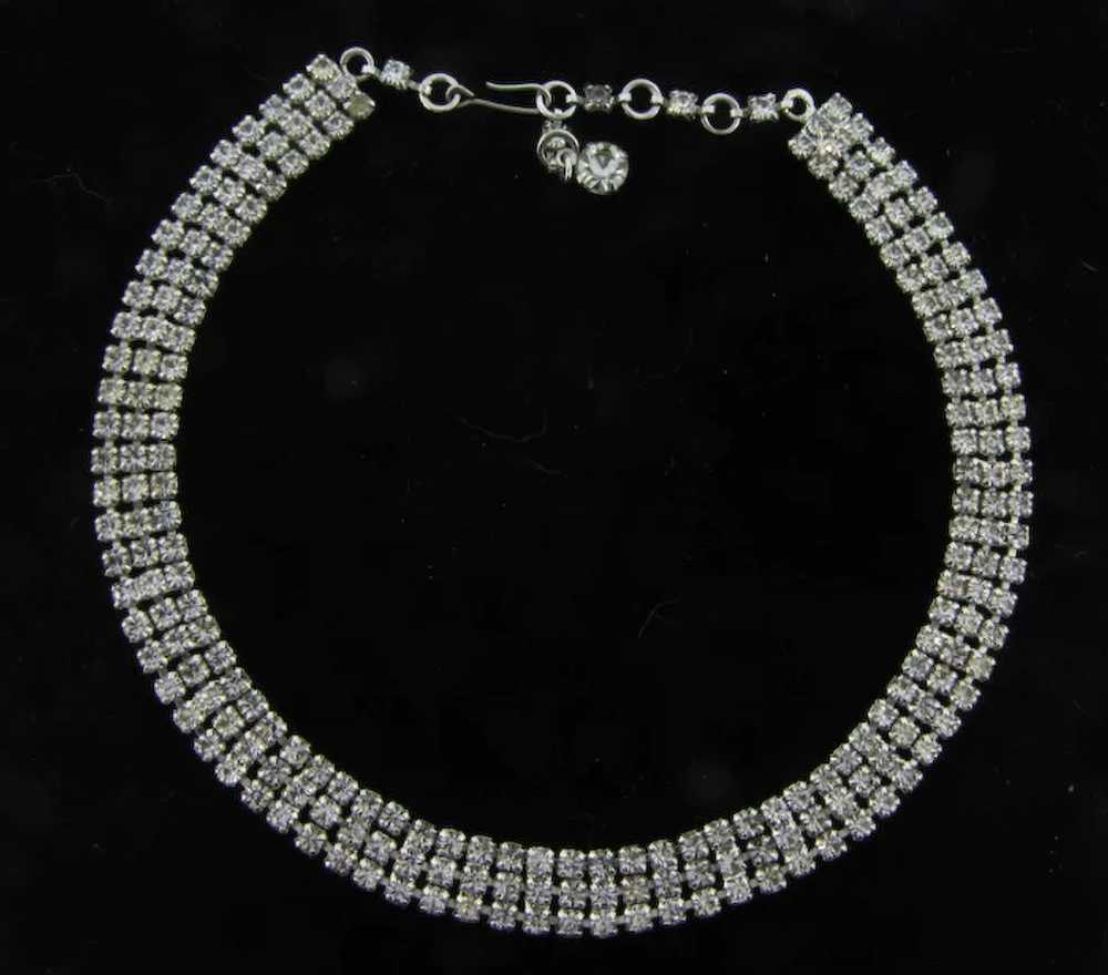 Vintage triple strand crystal rhinestone choker N… - image 3