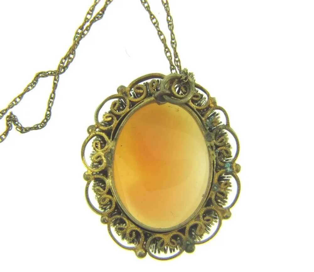 Vintage shell Cameo pendant Necklace - image 3