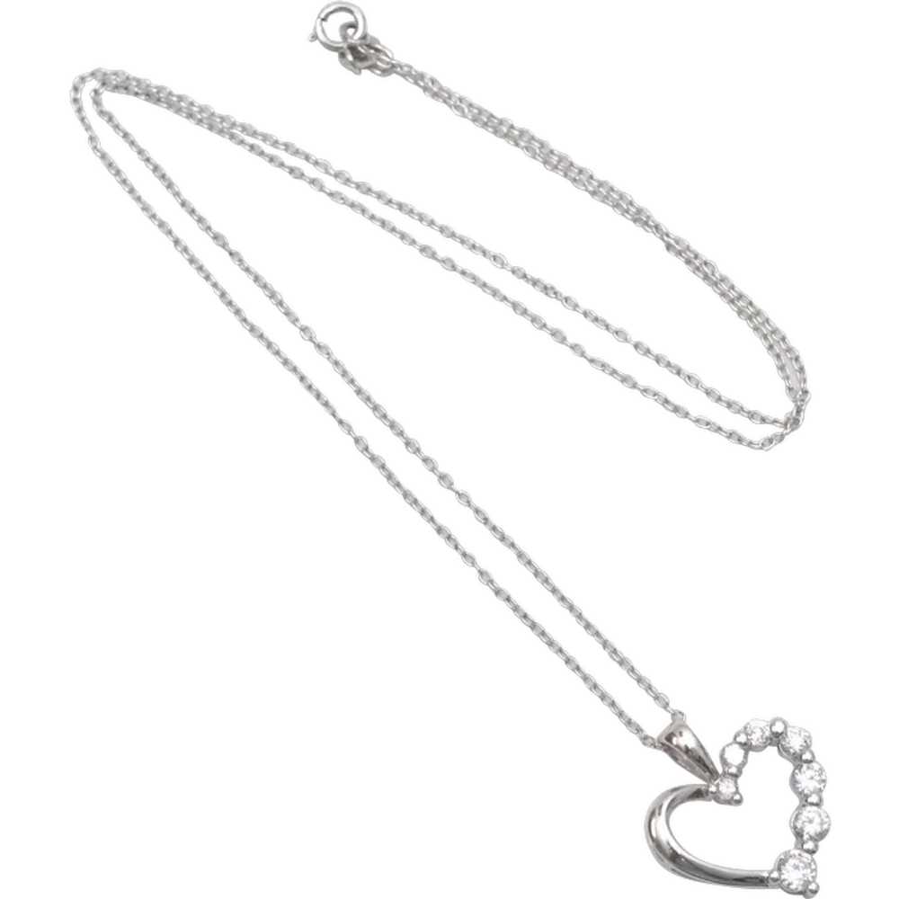 Sterling Silver Necklace w/ CZ Heart Pendant - image 1