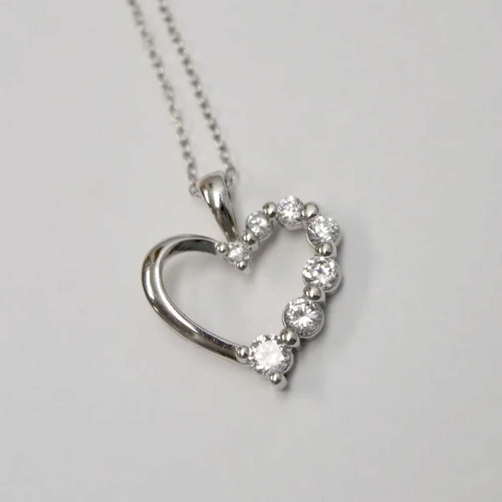 Sterling Silver Necklace w/ CZ Heart Pendant - image 2