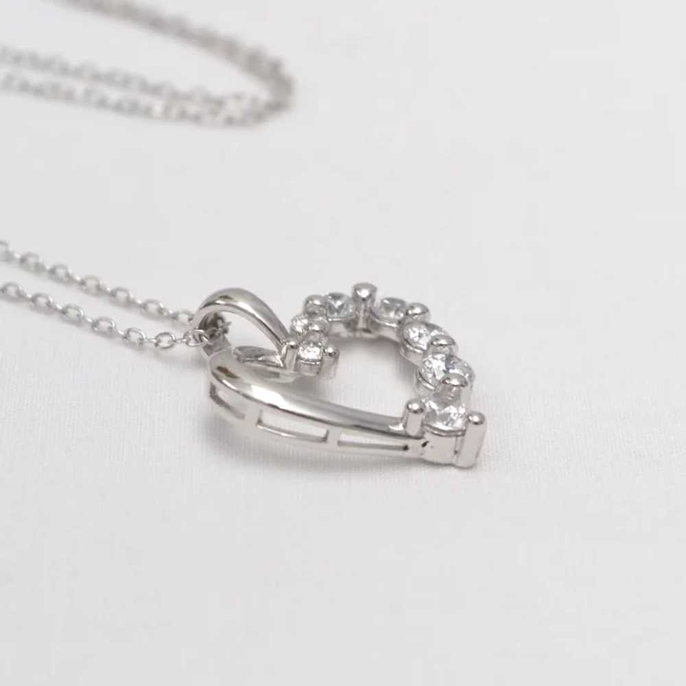 Sterling Silver Necklace w/ CZ Heart Pendant - image 3