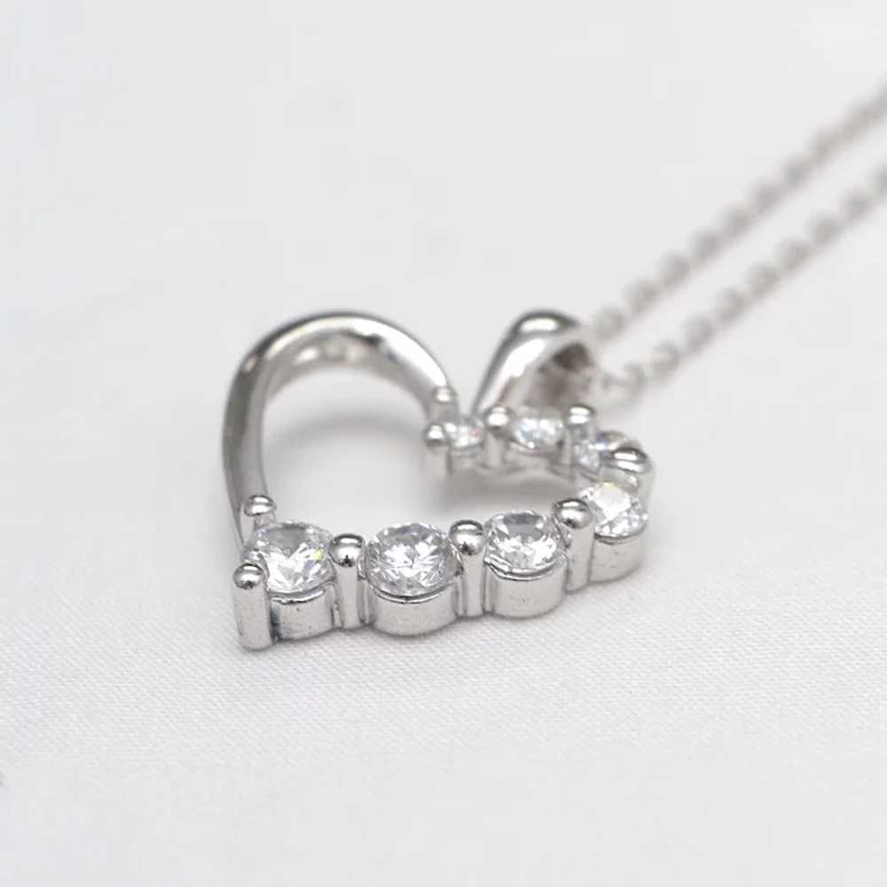 Sterling Silver Necklace w/ CZ Heart Pendant - image 4