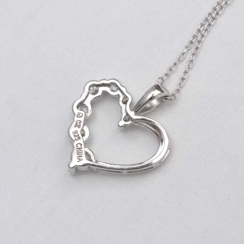 Sterling Silver Necklace w/ CZ Heart Pendant - image 5