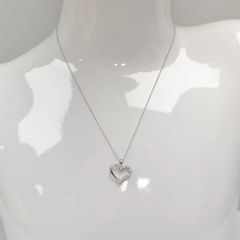 Sterling Silver Necklace w/ CZ Heart Pendant - image 7