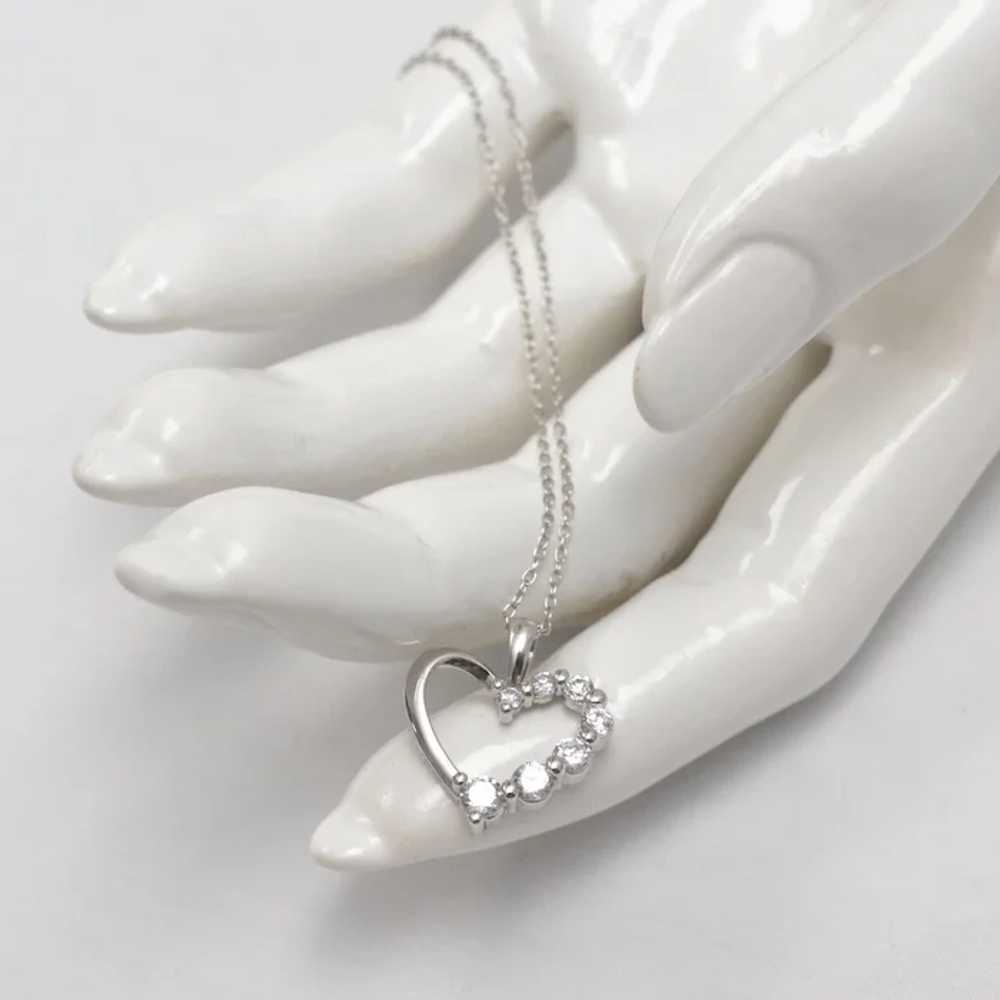 Sterling Silver Necklace w/ CZ Heart Pendant - image 8