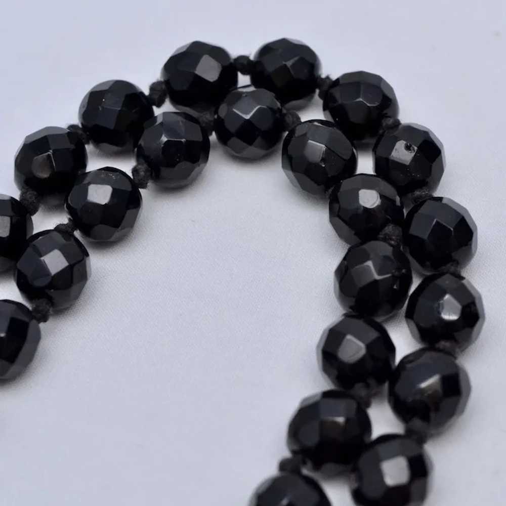 c1940s French Jet Faceted Black Glass Bead Double… - image 3