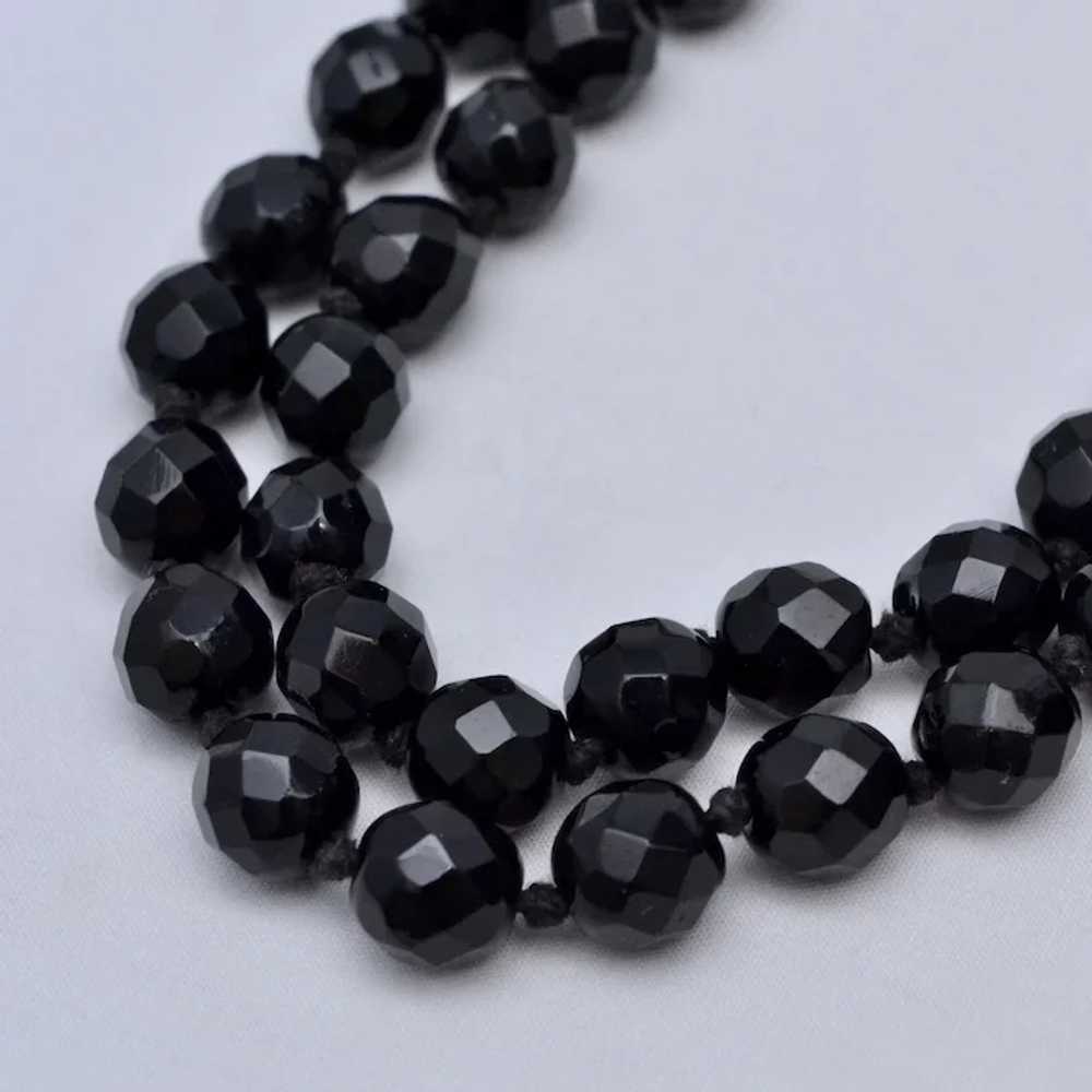 c1940s French Jet Faceted Black Glass Bead Double… - image 4