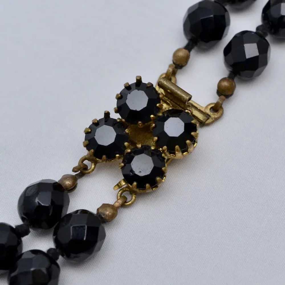 c1940s French Jet Faceted Black Glass Bead Double… - image 6