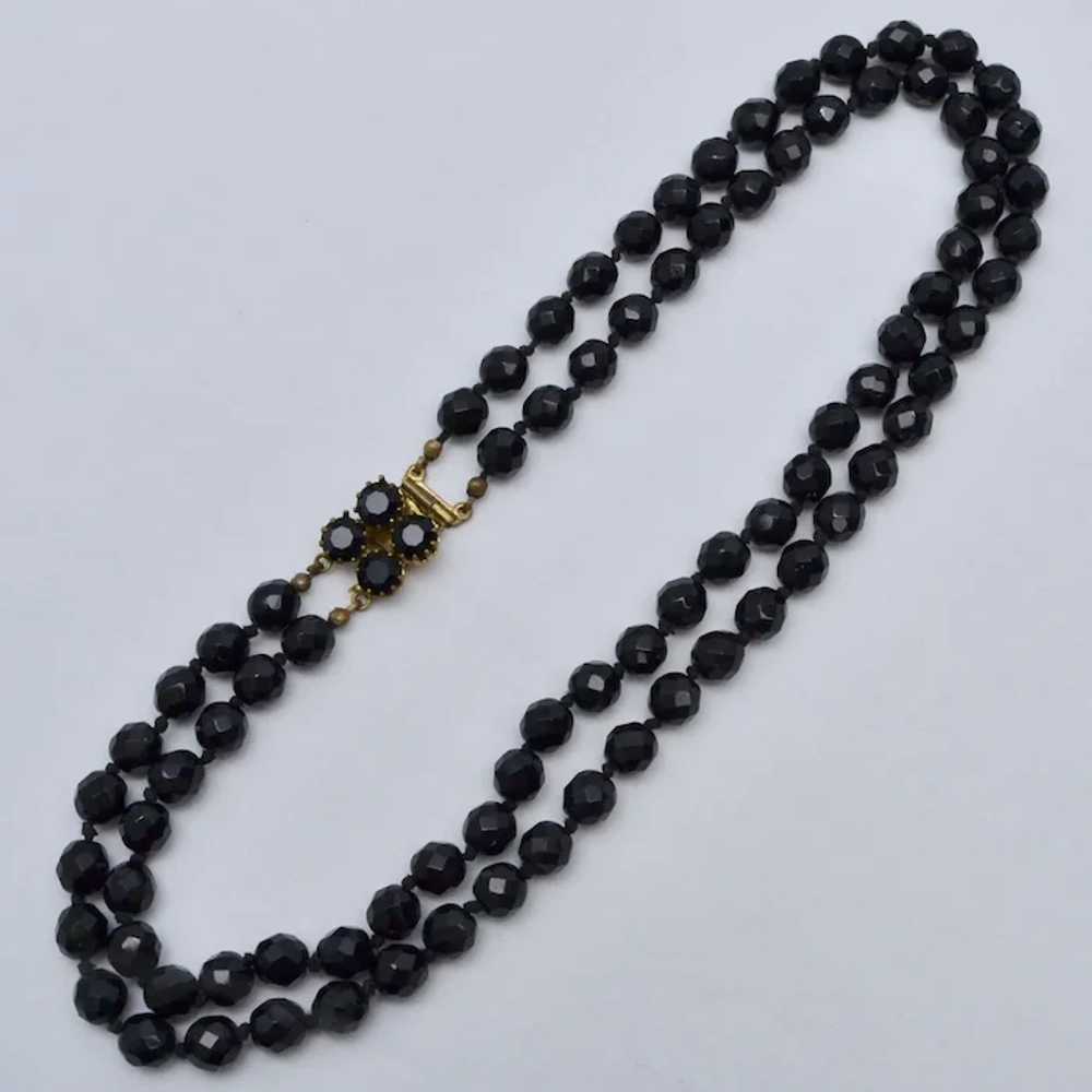 c1940s French Jet Faceted Black Glass Bead Double… - image 9