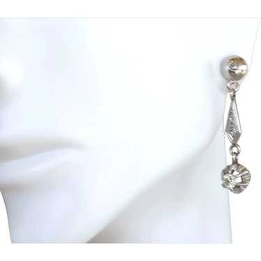 Art Deco 18K & Platinum Diamond Dangle Earrings - image 1