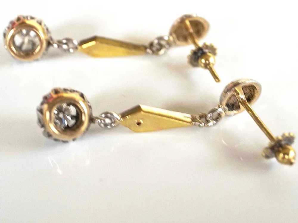 Art Deco 18K & Platinum Diamond Dangle Earrings - image 4