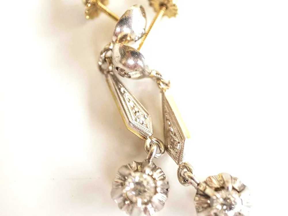 Art Deco 18K & Platinum Diamond Dangle Earrings - image 5