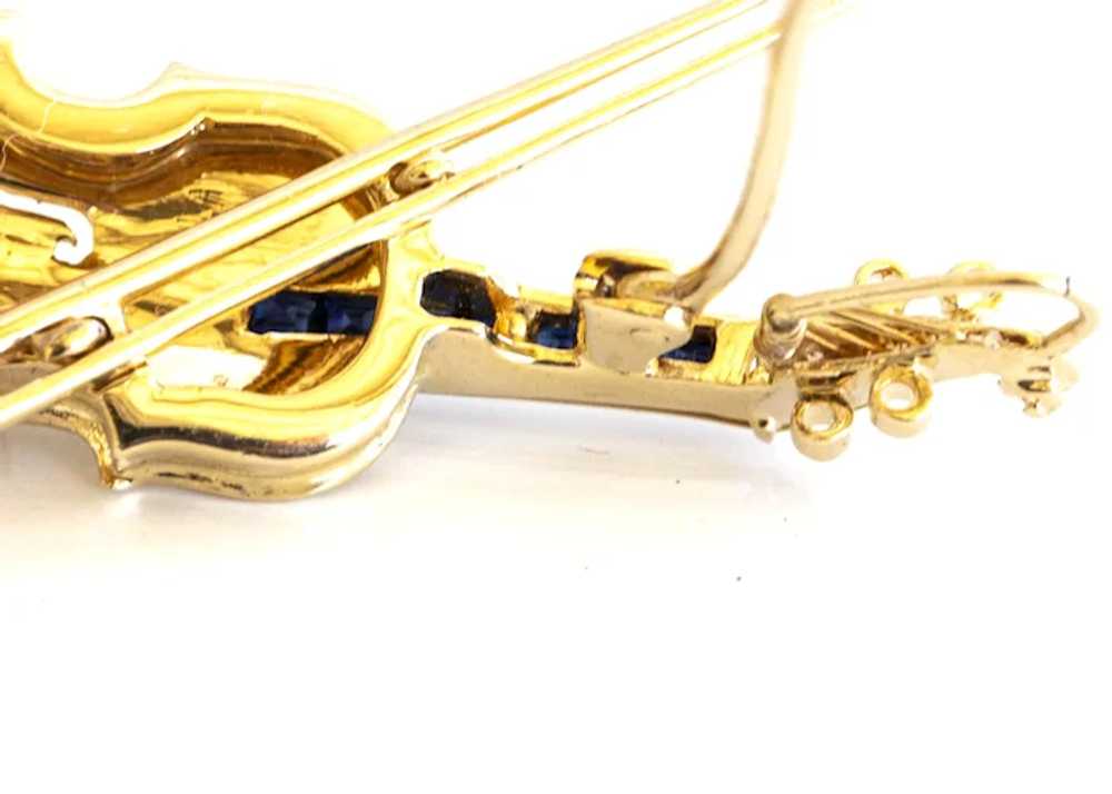 14K Sapphire & Diamond Custom Violin Pin - Neckla… - image 4