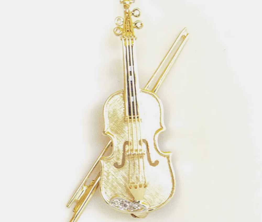 14K Sapphire & Diamond Custom Violin Pin - Neckla… - image 8