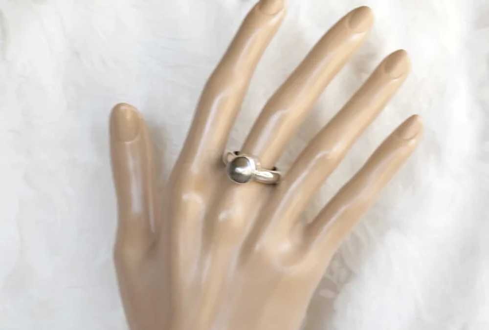 Hawaian Silver Black Pearl Ring - image 2