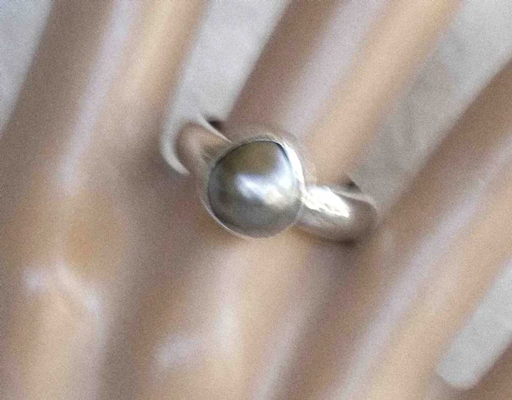 Hawaian Silver Black Pearl Ring - image 3