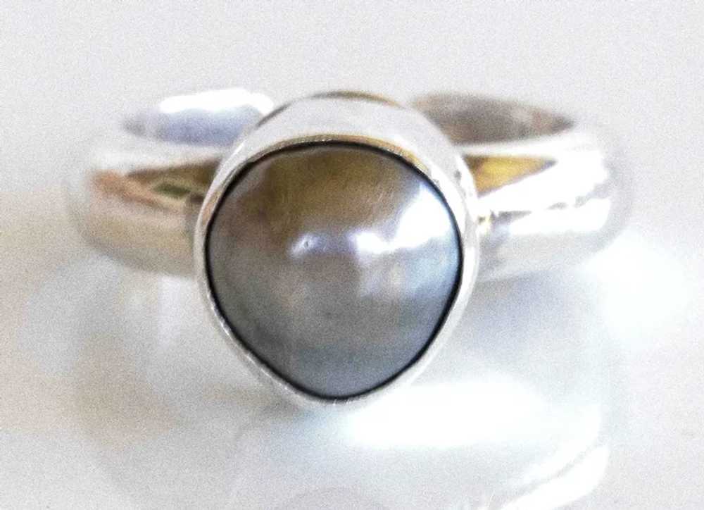 Hawaian Silver Black Pearl Ring - image 8
