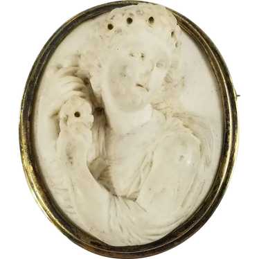 Antique Neo-Classical Carved Marble Cameo Pin Bro… - image 1