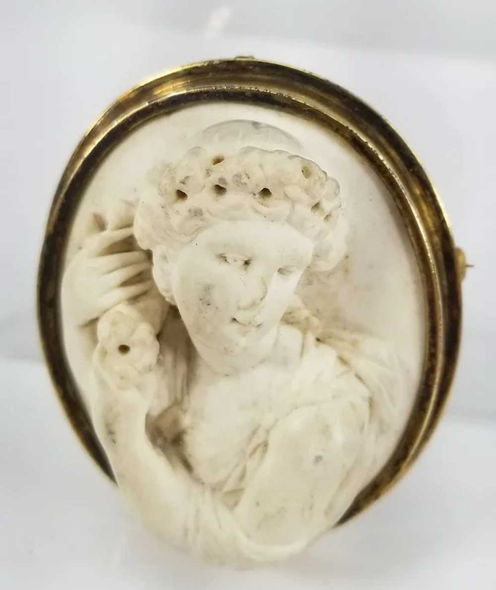 Antique Neo-Classical Carved Marble Cameo Pin Bro… - image 2