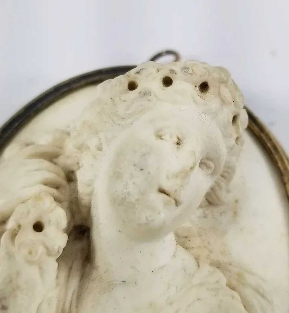 Antique Neo-Classical Carved Marble Cameo Pin Bro… - image 3