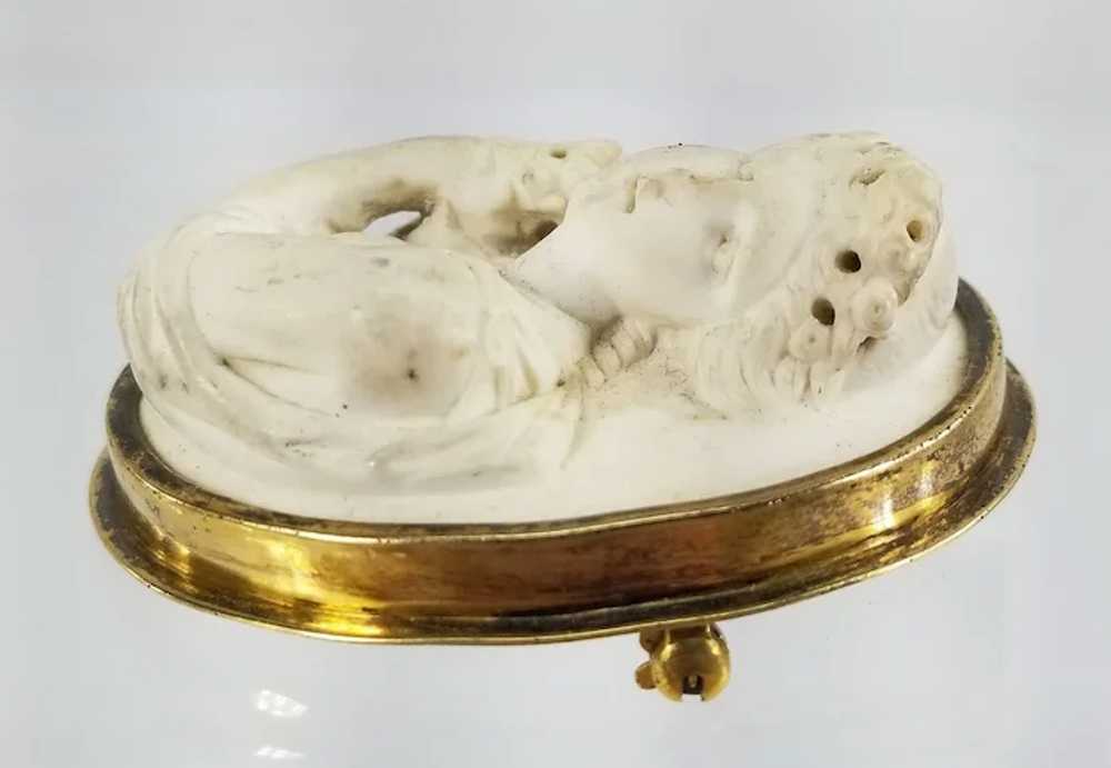 Antique Neo-Classical Carved Marble Cameo Pin Bro… - image 5