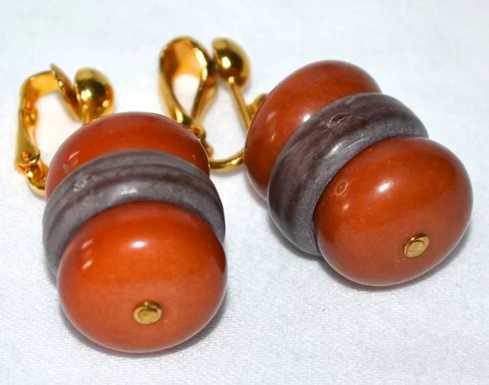 Kitsch Hamburger Dangle Clip Earrings - image 3