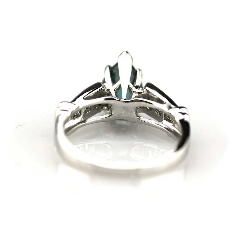 Paraiba Tourmaline and Diamond Ring in 14KT White… - image 3