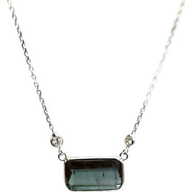 Natural Paraiba Blue Tourmaline and Diamond Neckla