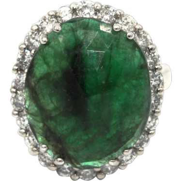 Natural Rose Cut Colombian Emerald and Diamond 14… - image 1