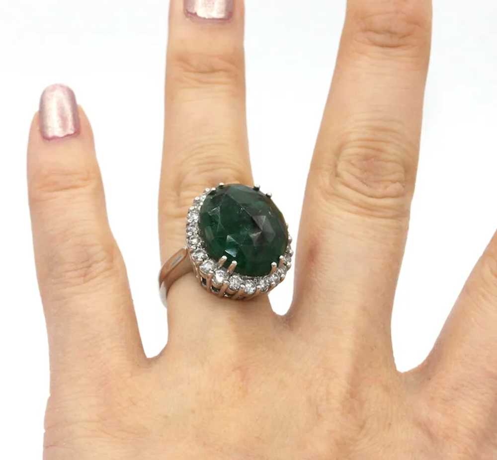 Natural Rose Cut Colombian Emerald and Diamond 14… - image 2